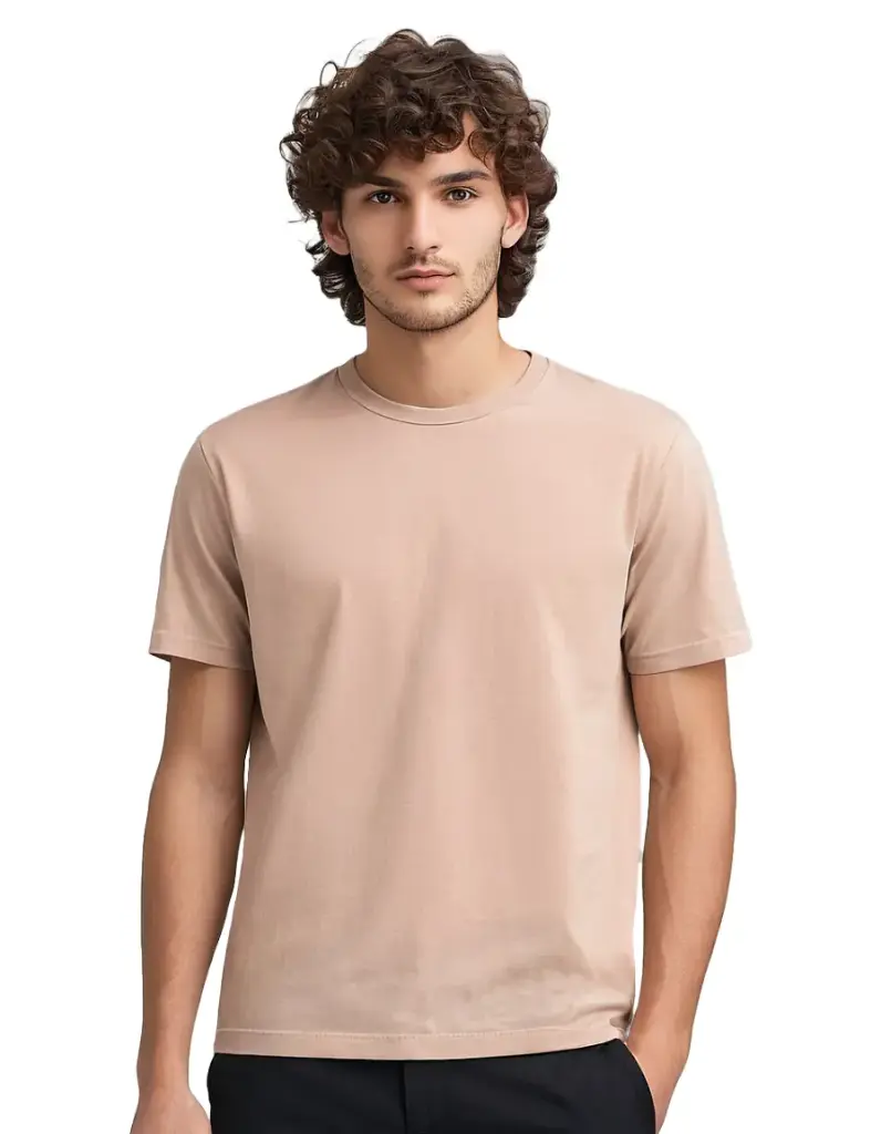 Lainar Bren Classic Cotton T-Shirt for Men Peach | Timeless Everyday Authority