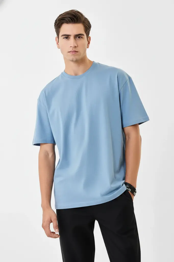 Lainar Bren Relaxed Fit T-Shirt for Men Light Blue colour | Quiet Luxury in Premium Cotton