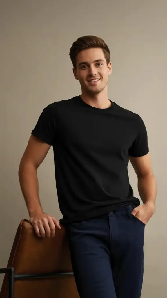 Lainar Bren Classic Cotton T-Shirt for Men Black | Timeless Everyday Authority