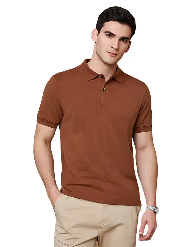 Lainar Bren Premium Collar T-Shirt for Men Brick Red | Effortless Authority