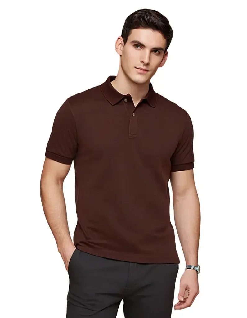 Lainar Bren Premium Collar T-Shirt for Men Brown | Effortless Authority
