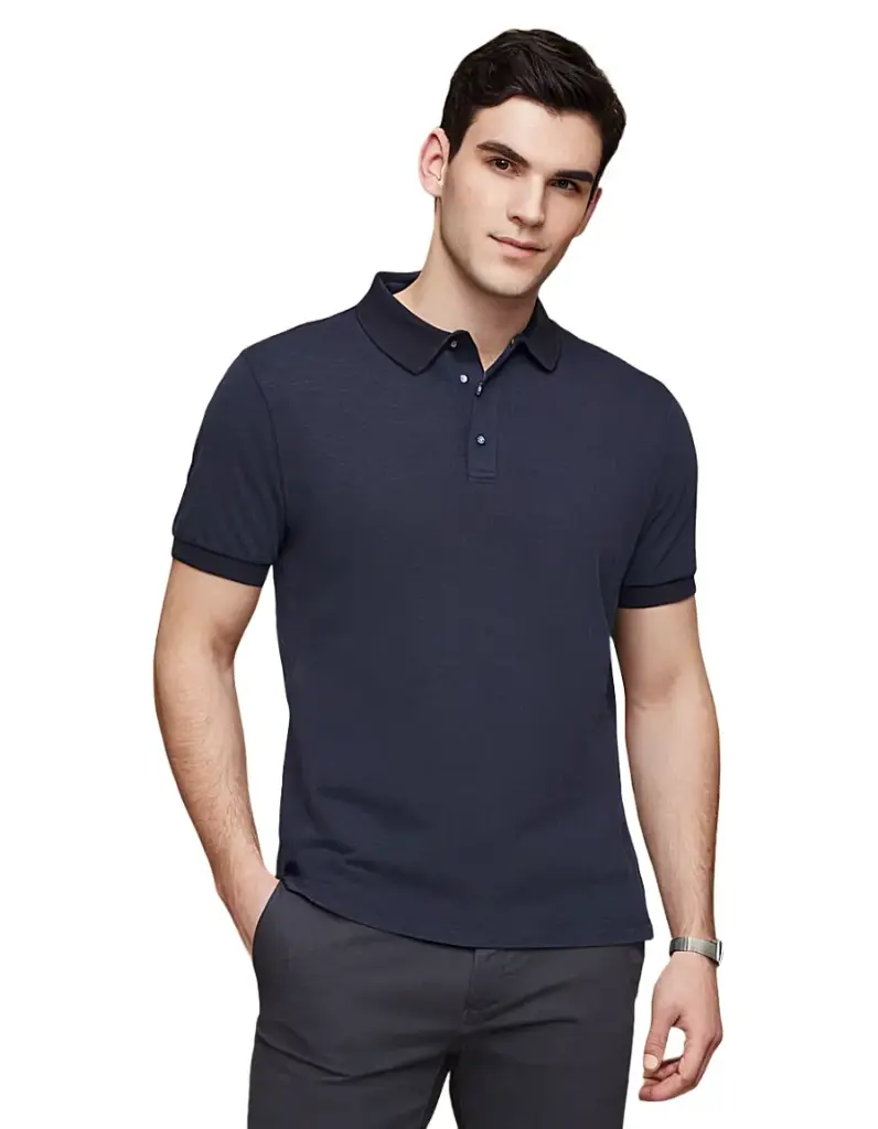 Lainar Bren Premium Collar T-Shirt for Men Navy Blue | Effortless Authority