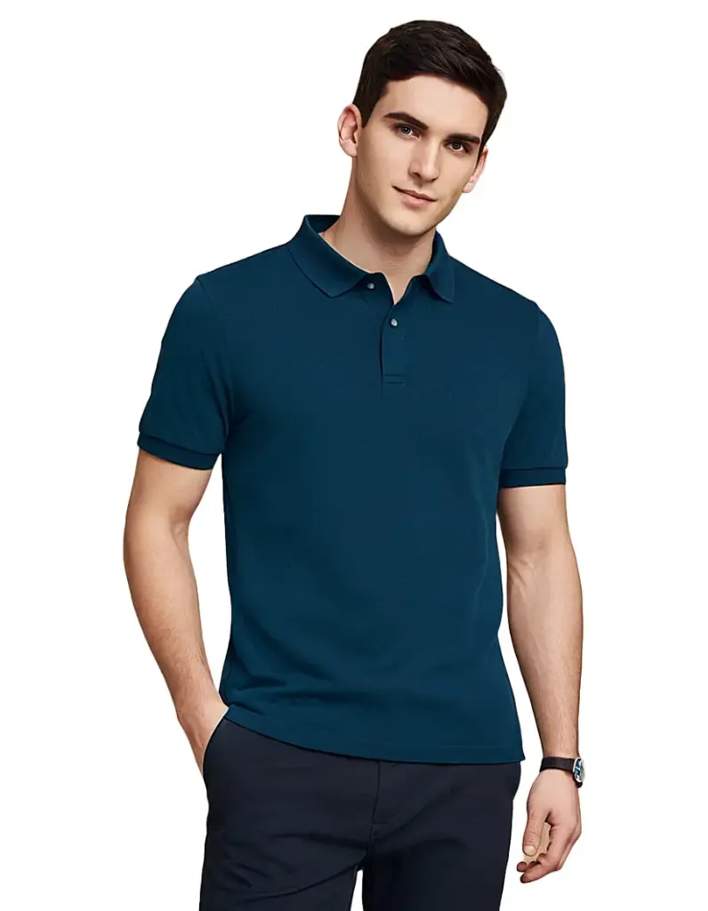 Lainar Bren Premium Collar T-Shirt for Men Petrol Blue | Effortless Authority